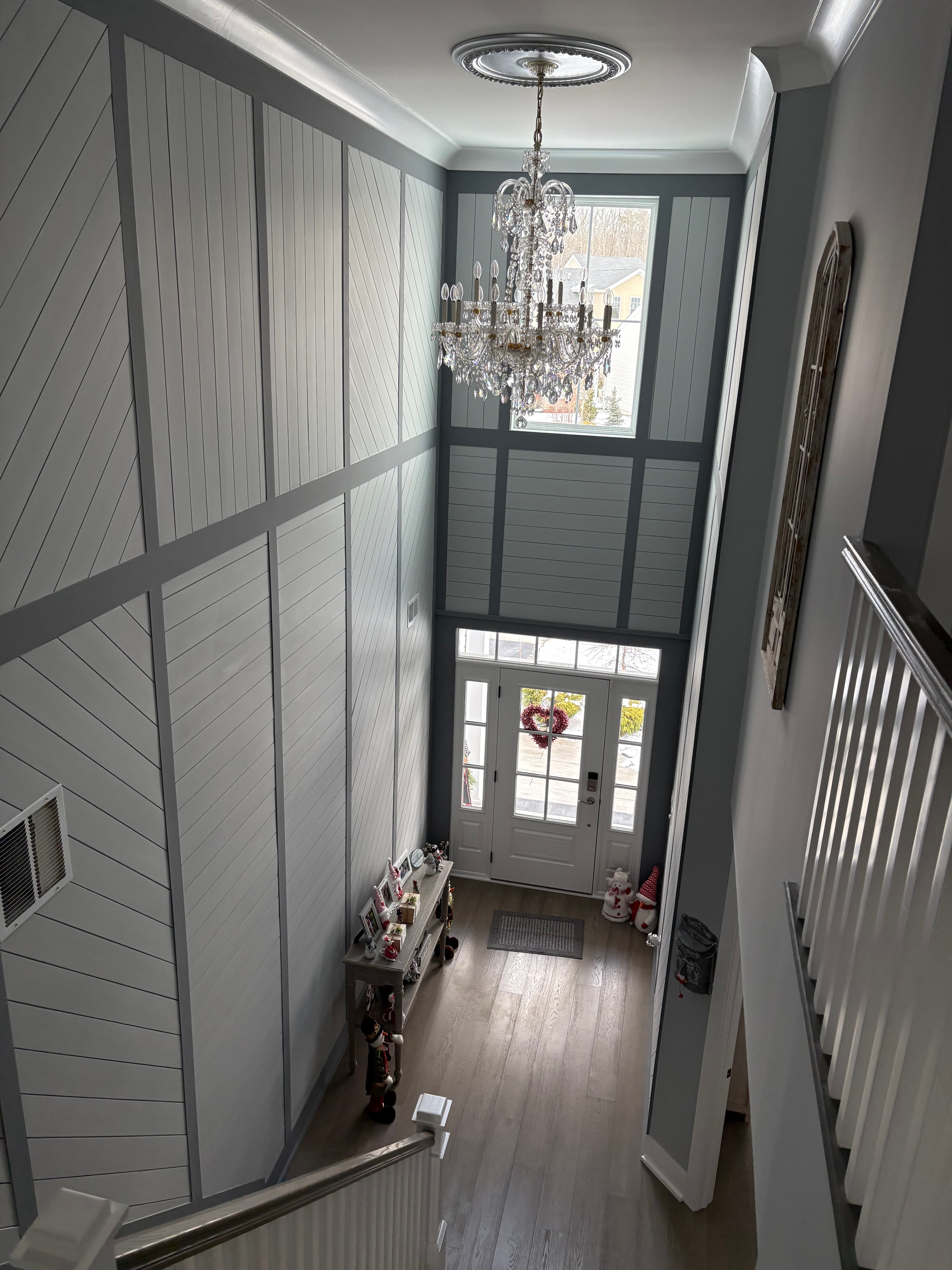 Entry hallway with custom sliding doors